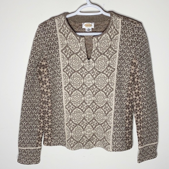 Talbots ethnic lambswool patterned sweater size M